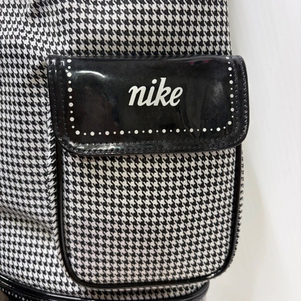 Nike Houndstooth Cylinder Crossbody Bag Black White TG0071-061 Y2K Patent Trim